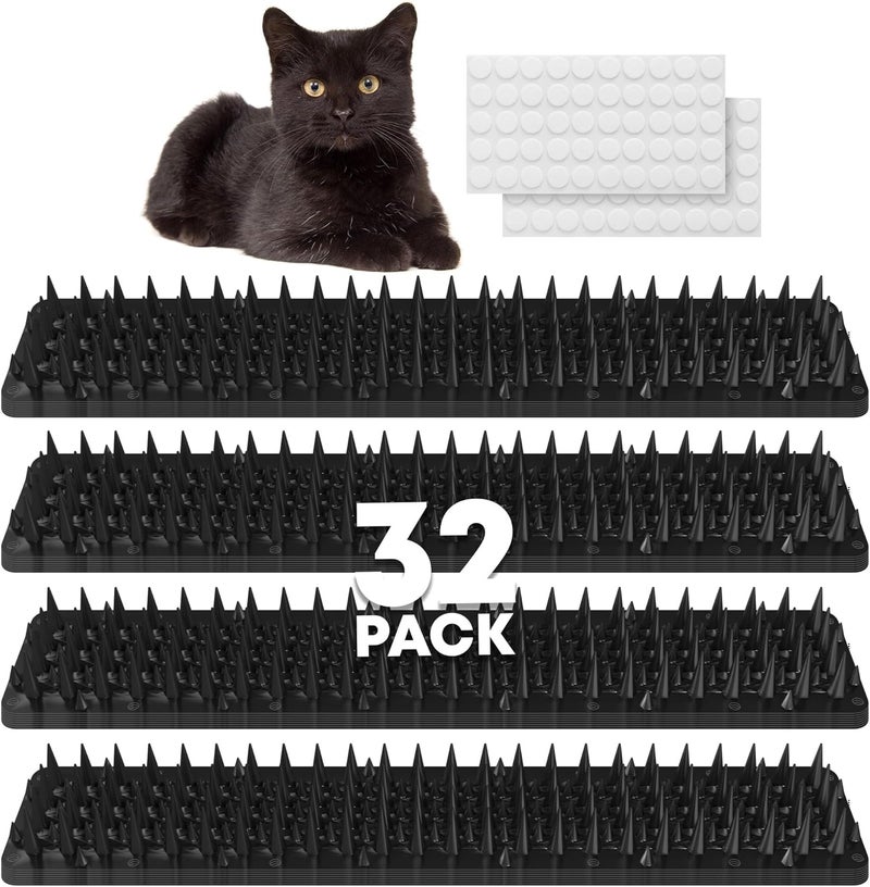 Petfolio 32 Pack Scat Mat For Cats - 13.3 x 3.3 Inch Cat Spike Mat With 1 Inch Spike Is A Perfect Pet Training Mat For Cat Repellent Indoor & Outdoor To Deter Cats, Dogs & Other Animals For All Seasons (Black) - Image 1